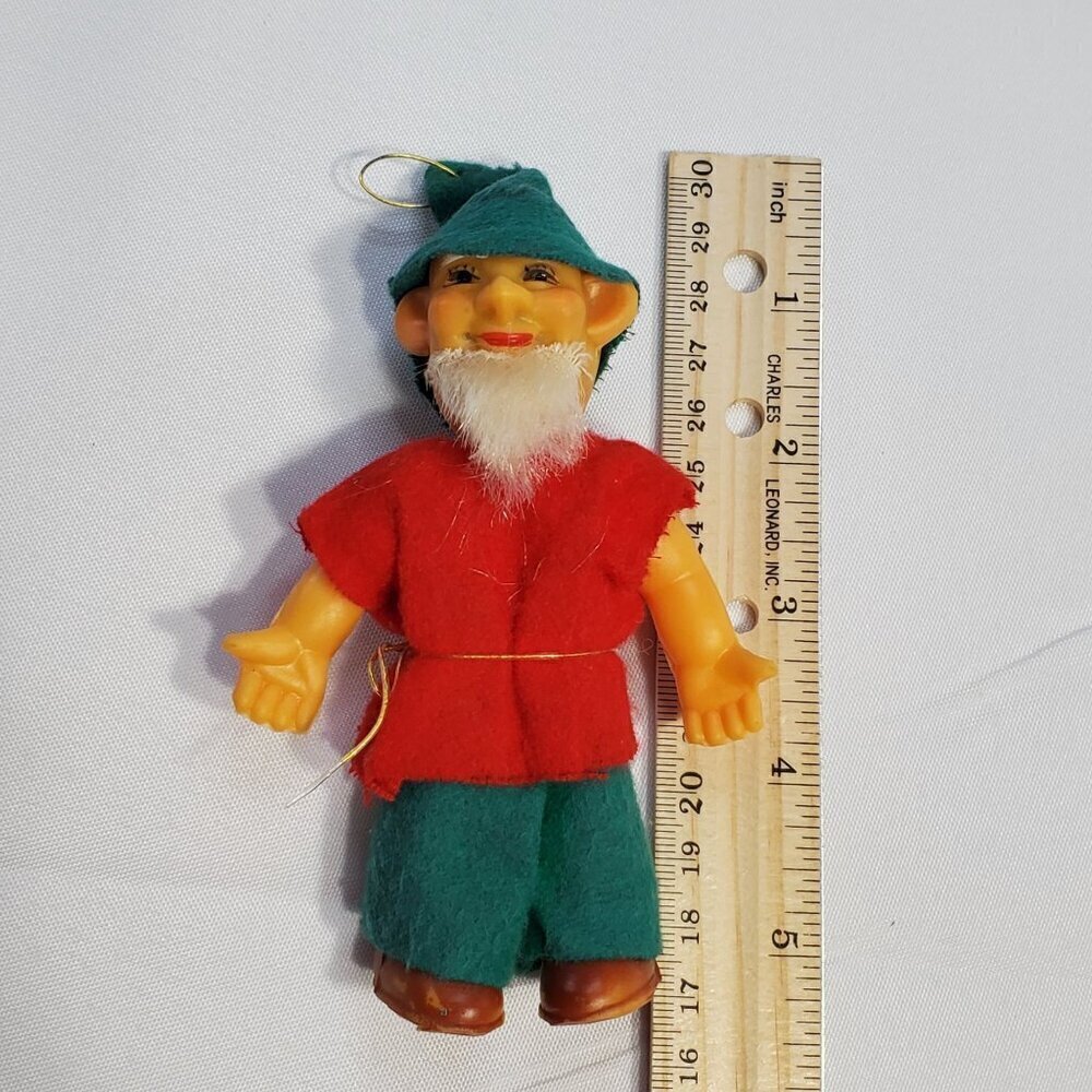 Vintage Felt Elf Gnome Christmas Tree Ornament 1950's Christmas Decoration